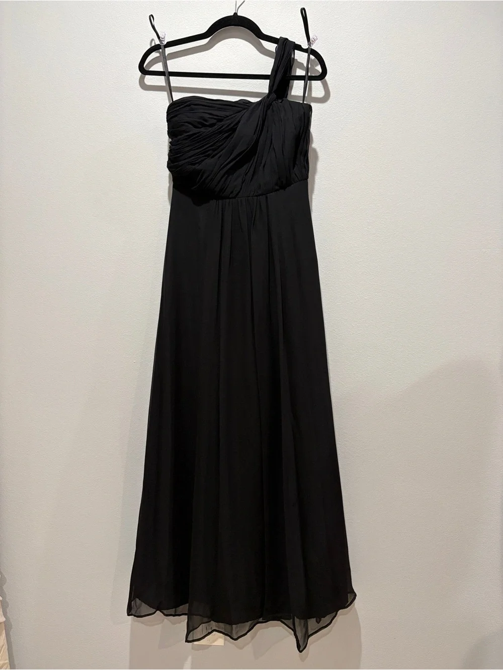 Ann Taylor Black Silk One Shoulder Maxi Dress Size 4